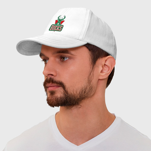 Бейсболка Milwaukee Bucks - logo, цвет белый - фото 3