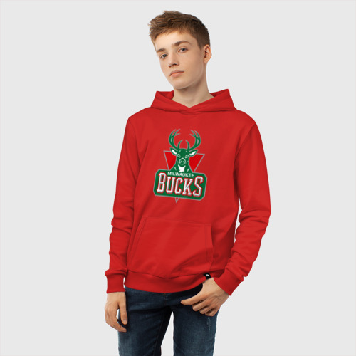 Детская толстовка хлопок Milwaukee Bucks - logo, цвет красный - фото 6