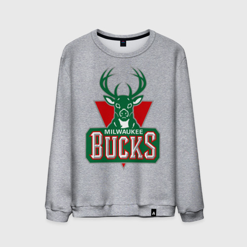 Мужской свитшот хлопок Milwaukee Bucks - logo, цвет меланж