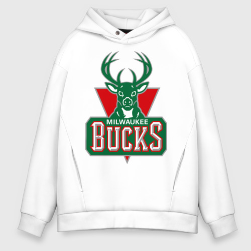 Мужское худи Oversize хлопок Milwaukee Bucks - logo, цвет белый