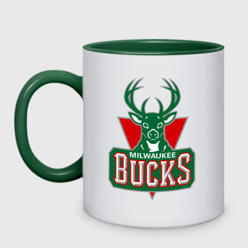 Кружка двухцветная Milwaukee Bucks - logo, цвет белый + зеленый