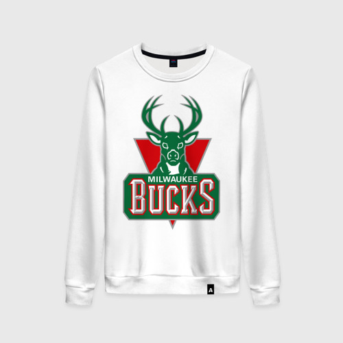 Женский свитшот хлопок Milwaukee Bucks - logo, цвет белый