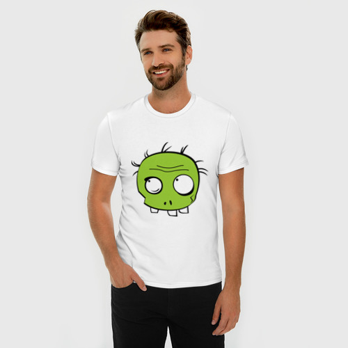 Мужская футболка хлопок Slim Zombie (plant), цвет белый - фото 3