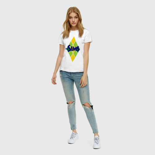 Женская футболка хлопок The Sims rhombus, цвет белый - фото 5