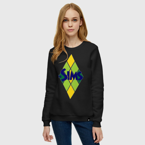 Женский свитшот хлопок The Sims rhombus, цвет черный - фото 3
