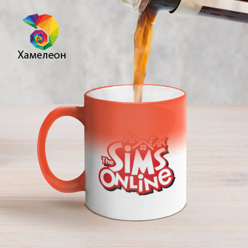 Кружка хамелеон The Sims online, цвет белый + красный - фото 5