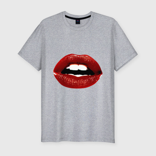 Мужская футболка хлопок Slim Pop art lips, цвет меланж
