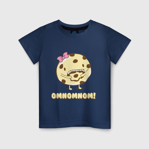 Детская футболка хлопок Omnomnom!, цвет темно-синий