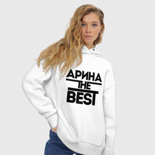 Женское худи Oversize хлопок Арина the best, цвет белый - фото 4