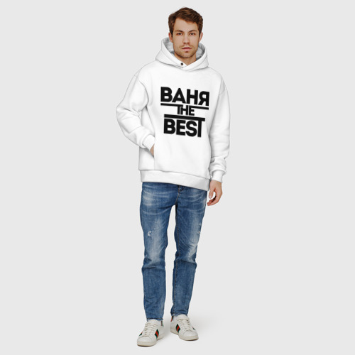 Мужское худи Oversize хлопок Ваня the best, цвет белый - фото 6