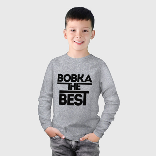 Детский лонгслив хлопок Вовка the best, цвет меланж - фото 3