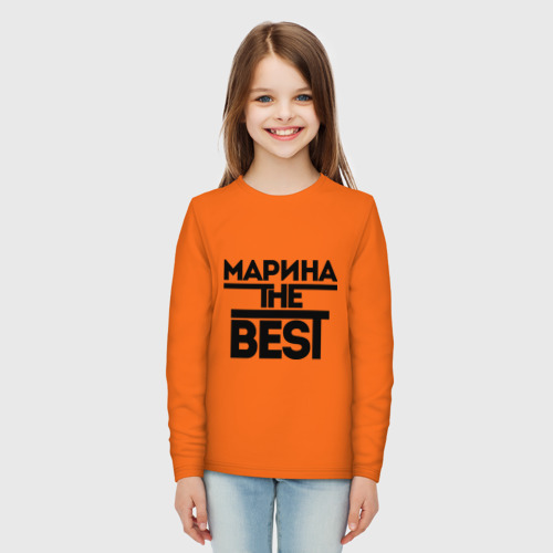 Детский лонгслив хлопок Марина the best, цвет оранжевый - фото 5