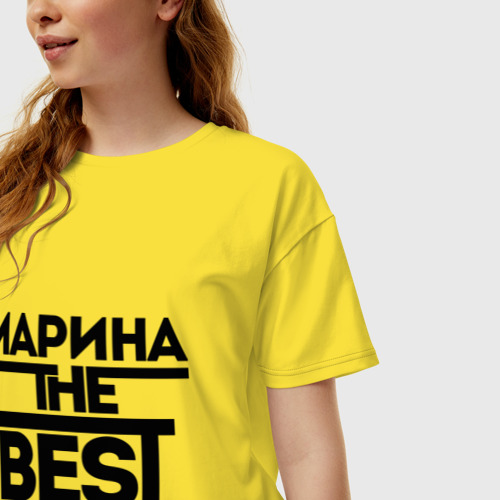 Женская футболка хлопок Oversize Марина the best, цвет желтый - фото 3