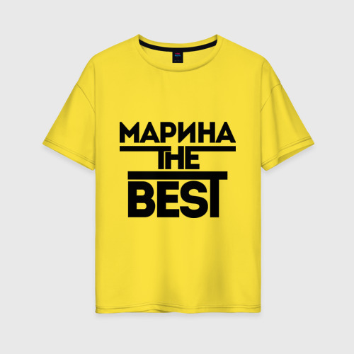 Женская футболка хлопок Oversize Марина the best, цвет желтый