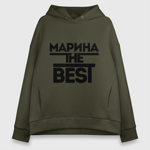 Женское худи Oversize хлопок Марина the best, цвет хаки