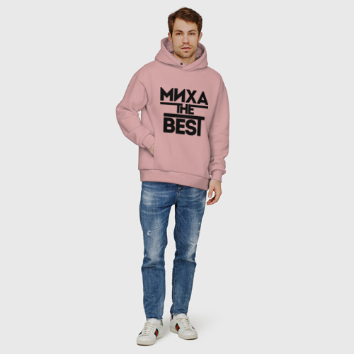 Мужское худи Oversize хлопок Миха the best, цвет пыльно-розовый - фото 6