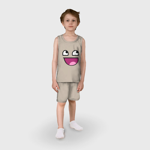 Детская пижама с шортами хлопок Улыбчивый мем, цвет миндальный - фото 3