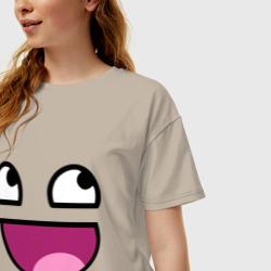 Женская футболка хлопок Oversize Улыбчивый мем - фото 2