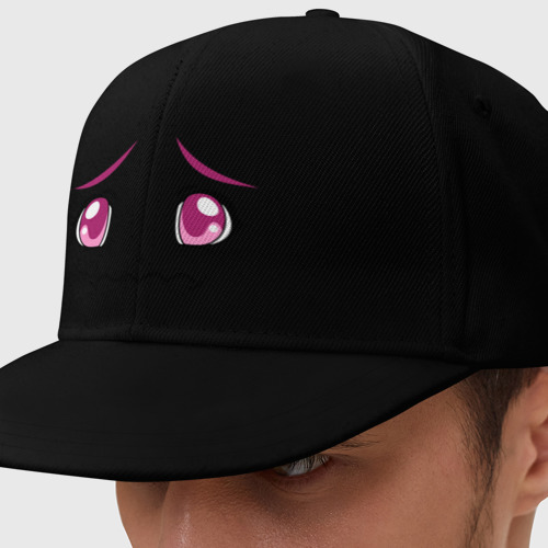 Кепка снепбек с прямым козырьком Розовые аниме глаза, цвет черный