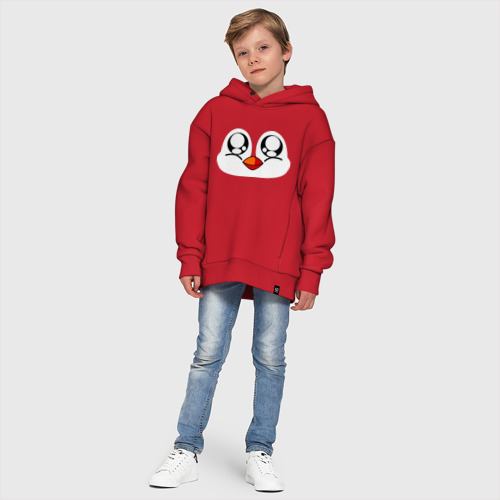 Детское худи Oversize хлопок Морда пингвина, цвет красный - фото 11