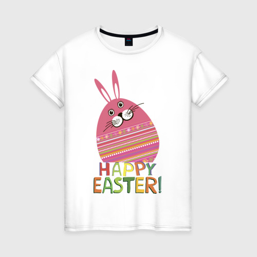 Женская футболка хлопок Easter rabbit, цвет белый