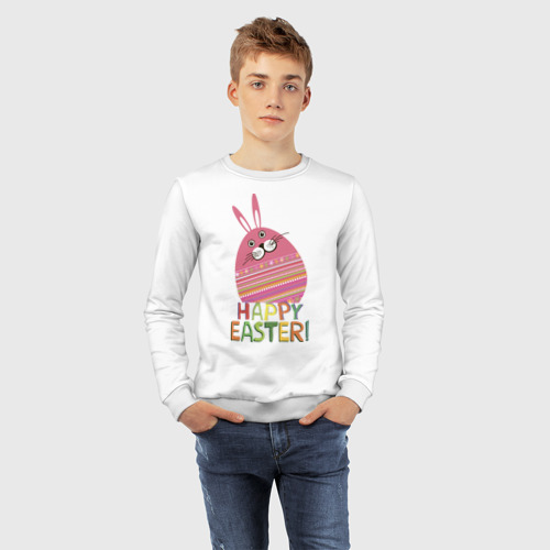 Детский свитшот хлопок Easter rabbit, цвет белый - фото 7