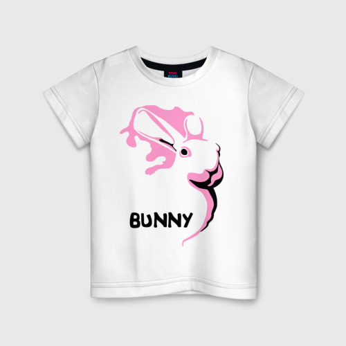 Детская футболка хлопок Pink bunny, цвет белый