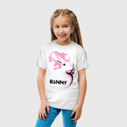 Детская футболка хлопок Pink bunny, цвет белый - фото 5