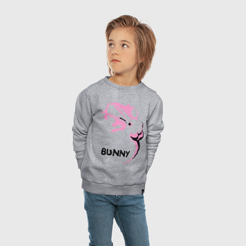 Детский свитшот хлопок Pink bunny, цвет меланж - фото 5