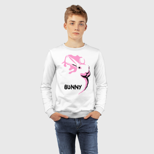 Детский свитшот хлопок Pink bunny, цвет белый - фото 7