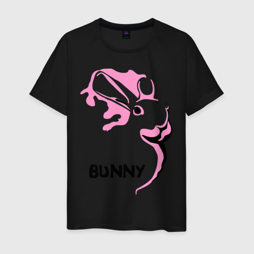 Мужская футболка хлопок Pink bunny, цвет черный