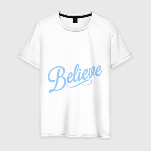 Мужская футболка хлопок Believe, цвет белый