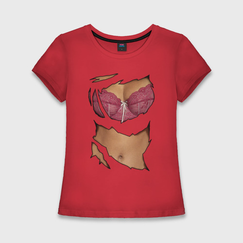 Женская футболка хлопок Slim Идеальный бюст, цвет красный