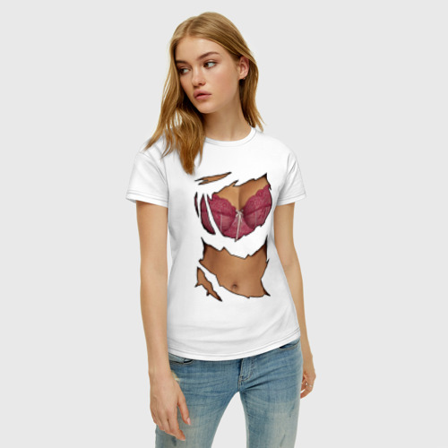 Женская футболка хлопок Идеальный бюст, цвет белый - фото 3