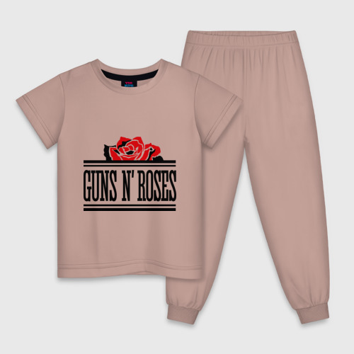 Детская пижама хлопок с принтом Guns n roses red, вид спереди #2