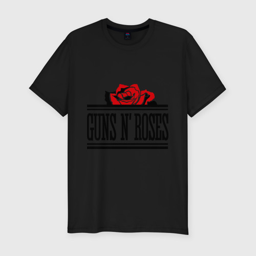 Мужская футболка хлопок Slim Guns n roses red, цвет черный