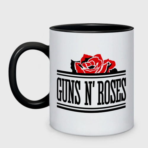 Кружка двухцветная Guns n roses red, цвет белый + черный