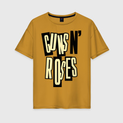Женская футболка хлопок Oversize Guns n roses cream