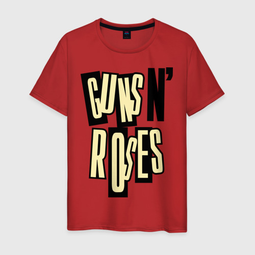 Мужская футболка хлопок Guns n roses cream, цвет красный