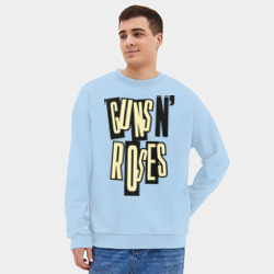Мужской свитшот oversize без начеса хлопок Guns n roses cream - фото 2