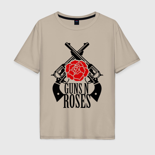 Мужская футболка хлопок Oversize с принтом Guns n roses rose, вид спереди #2