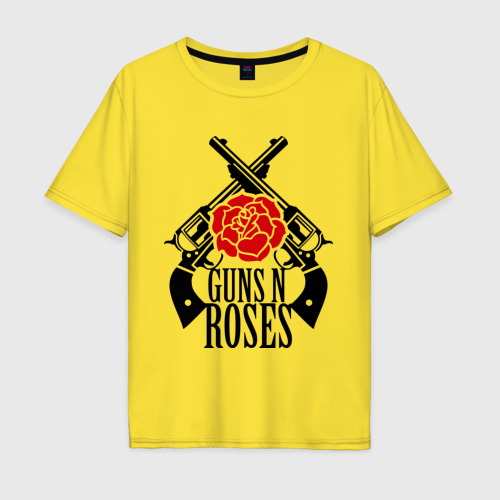 Мужская футболка хлопок Oversize Guns n roses rose, цвет желтый