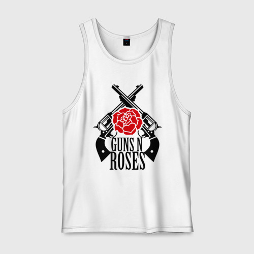 Мужская майка хлопок Guns n roses rose, цвет белый