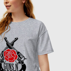 Женская футболка хлопок Oversize Guns n roses rose - фото 2