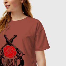 Женская футболка хлопок Oversize Guns n roses rose - фото 2