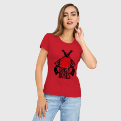 Женская футболка хлопок Slim Guns n roses rose - фото 2