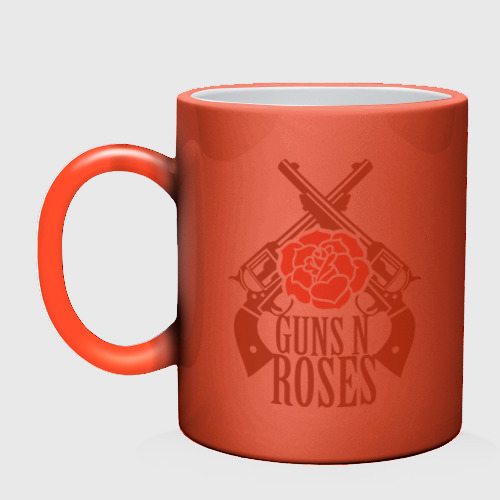 Кружка хамелеон Guns n roses rose, цвет белый + красный - фото 3