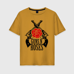 Женская футболка хлопок Oversize Guns n roses rose