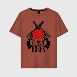 Женская футболка хлопок Oversize Guns n roses rose