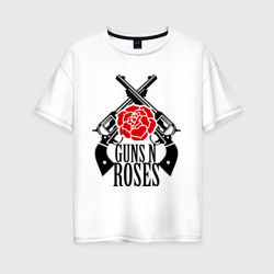 Женская футболка хлопок Oversize Guns n roses rose